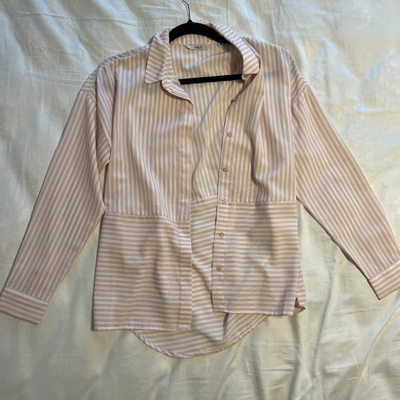 Pink and White Striped Button-Down Shirt - Picture 1 of 2